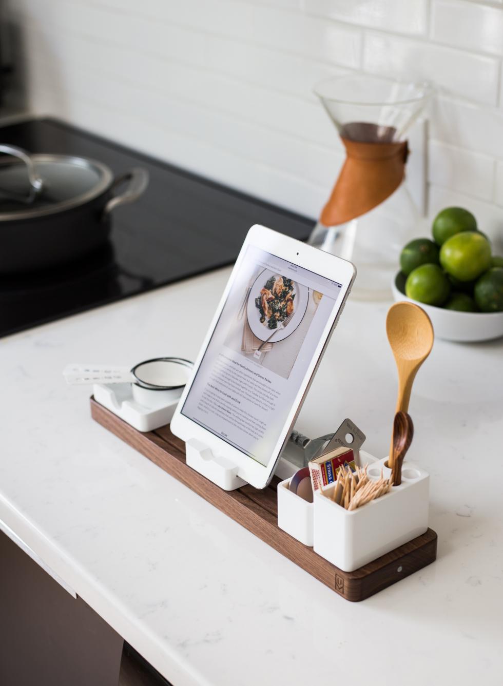 food recipe on tablet in the kitchen
