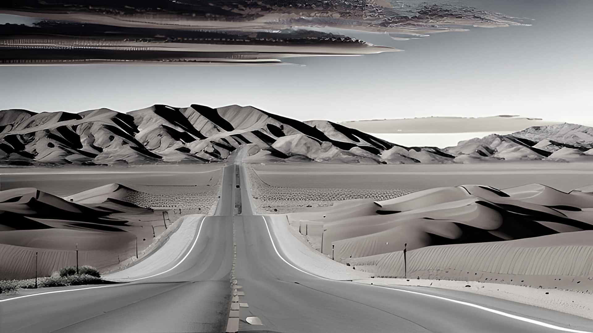 curvy california road surrounded by desert on a sunrise light