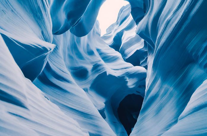 blue monochromatic color antelope canyon style image