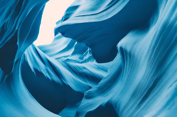 blue monochromatic antelope canyon style