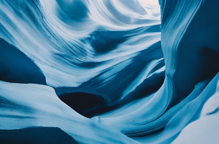 blue monochromatic antelope canyon style of photo