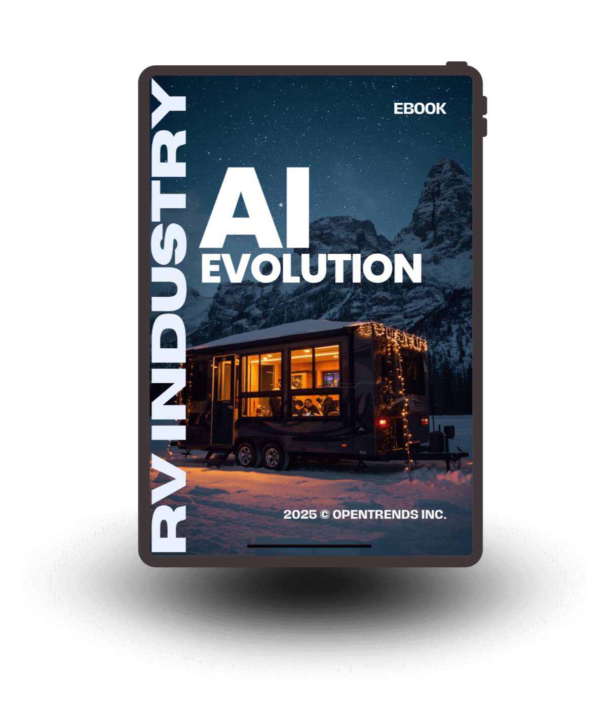 tablet mockup of rv industry ai ebook cover