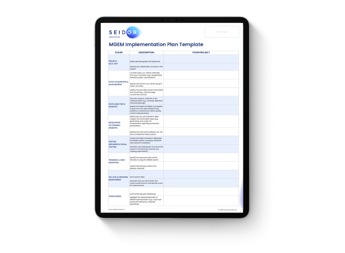 MGEM Implementation Plan Template tablet mockup
